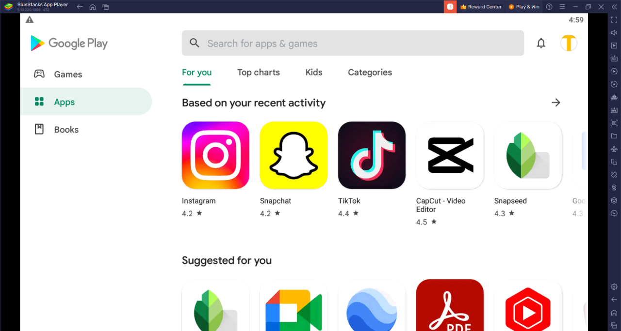 BlueStacks Google Play Store